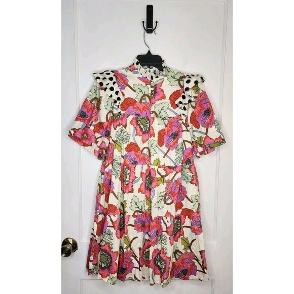 Crosby by Mollie Burch Maisie Floral Ruffle Mini Dress Women’s Sz Small No Belt - Picture 1 of 7